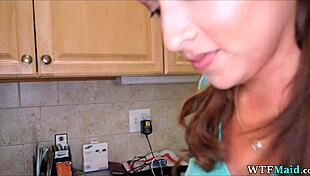 Chatting up my new Colombian maid for some fun.