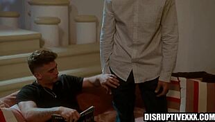 Tattooed Athletic Guy Deepthroats Stepbrother's Boyfriend Bareback