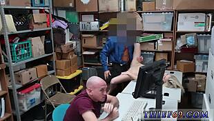 Big boob cop in uniform contrasts with fake taxi blonde police woman suspect