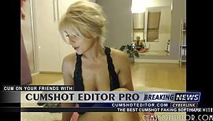 Gorgeous Webcam Blonde Strips and Rips Clothes