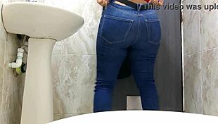 Beautiful secretary with big ass in bathroom accident