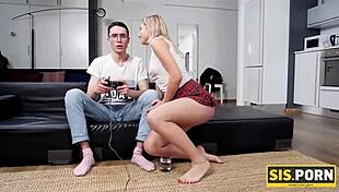 blonde hottie helps me, her stepbro, lose my virginity