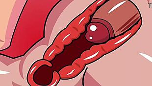 Animated hentai with 3D cartoons and creampie action