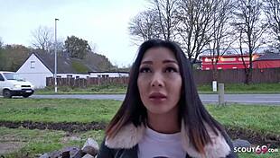 german scout fucks thai teen kitty from flensburg on real street casting