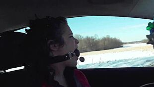 Driving around while ball gagged, can you believe it? 😱