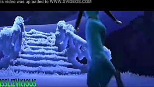 Liz Vicious sings her song in a frozen animated style