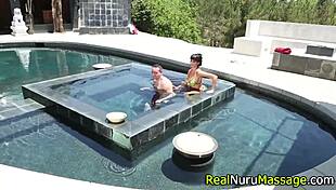 skilled asian masseuse offers nuru massage with riding technique in high definition