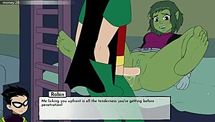 Raven's boobjob in 18titans part 11. Cartoon hentai game anime.