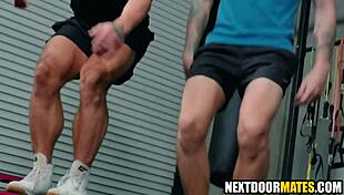 Hot gay action in the gym