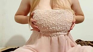 Hottie fondles big breasts passionately