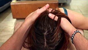 Big Tits Brunette Gives Deepthroat Blowjob