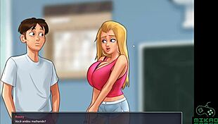European teacher helps her seductive student in class
