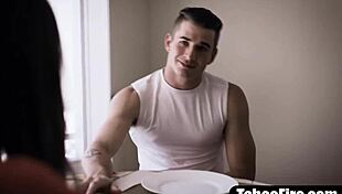 stepbrother and stepsister battling for stepmom's pussy