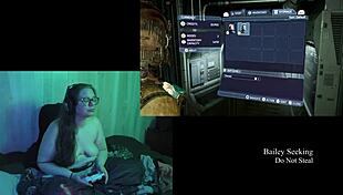 naked brunette with big natural tits plays dead space part 2