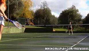 Taylor Vixen rips clothes and fucks hot tennis redhead!