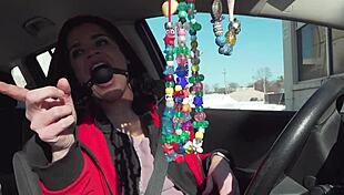 Driving around while ball gagged, can you believe it? 😱