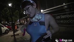 Busty teen Meraki gives FREE PUBLIC BLOWJOBS in the street, wearing costumes