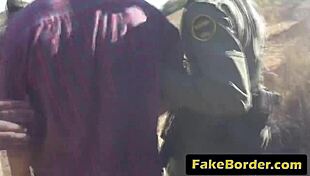 Fake Mexican Patrol Lures Brunette For Horny Ride!