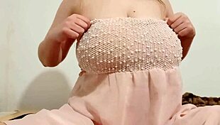 Hottie fondles big breasts passionately