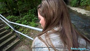 Public agent bangs babe deep with fat cock outdoors