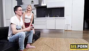 blonde hottie helps me, her stepbro, lose my virginity