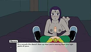 Raven's boobjob in 18titans part 11. Cartoon hentai game anime.