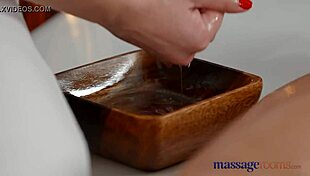 Young Hungarian Babe Experiences First Lesbian Orgasm in Massage Room!