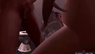 Is this lesbian threesome in the bathroom hot?