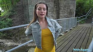 Public agent bangs babe deep with fat cock outdoors