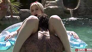 Ts jade venus and three tgirls in outdoor pool orgy bareback