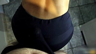 Clothed sex with spandex and tight clothes ends up in a messy affair