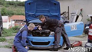 Why does that lucky guy lick and hammer the hot chick's shaved pussy?