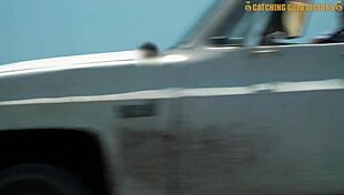 this brown babe with big fake tits gets on her knees at the beach, then gets taken home where her pussy gets totally destroyed.