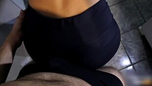 Dry humping in tight leggings ends with cum