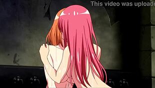 Yachika and Mia share lesbian kisses and fingering in hentai scene