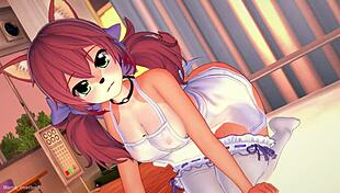 Hot girlfriend in perverted cosplay removes apron to fuck