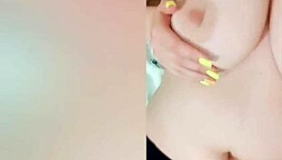 Young maid with big natural tits films close-up orgasm video to impress boss for raise