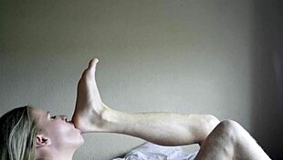 Blonde Polish Submissive Kate Truu Licks Barefoot Toes While Masturbating To Cum