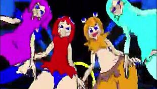 Horny Pacman ghost girls dance seductively in anime hentai phases