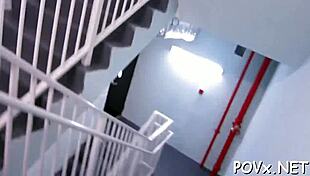 adorable teen with gorgeous ass enjoys intense activity