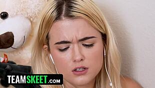 sweet and innocent babysitter gags on her boss's cock