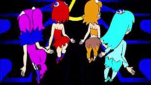 Horny Pacman ghost girls dance seductively in anime hentai phases