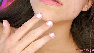 ordinary cute teen 18+ strips for a revealing close-up photoshoot session