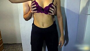 Dry humping in tight leggings ends with cum