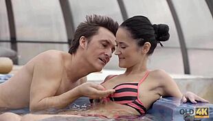 Old4K Skinny Pornstar Strips Down for Drilling by Older Russian Partner