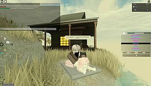 Big tits bouncing while being fucked in doggy style in Roblox game
