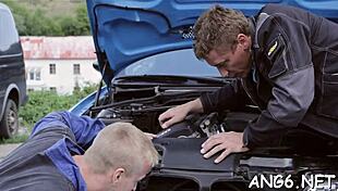 Why does that lucky guy lick and hammer the hot chick's shaved pussy?