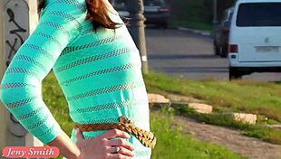 Jeny Smith Flashes In Transparent Dress Outdoors!
