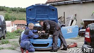 Why does that lucky guy lick and hammer the hot chick's shaved pussy?