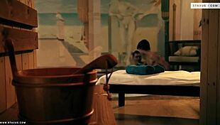 Twinks engaging in bareback orgy sex in group scene four